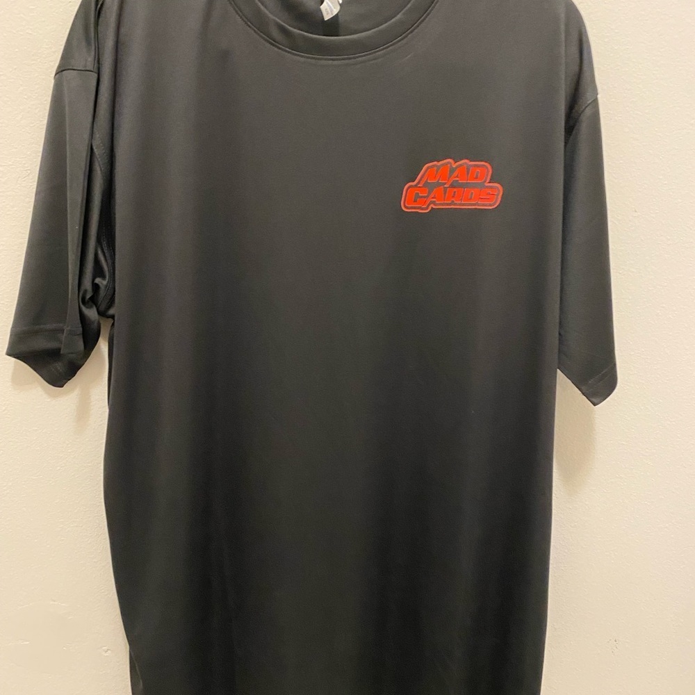 ULTRA CLUB men’s XL black tee shirt with a MAD CARDS Logo on the left chest Red. - Picture 6 of 11